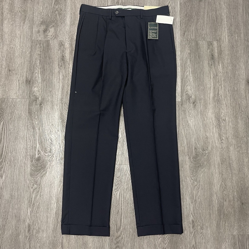 Lauren Ralph Lauren Pants Mens 34x32 Blue Total Comfort Wool Dress Pleat NWT